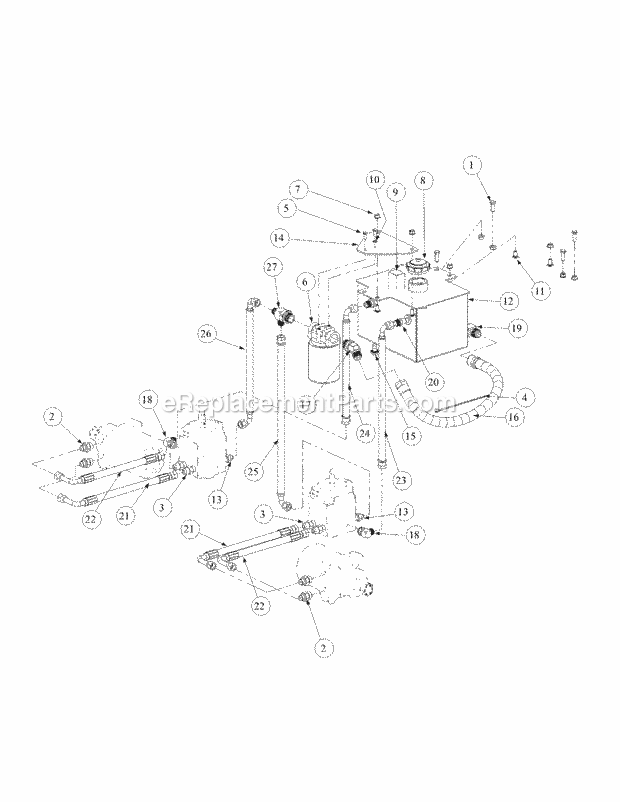 Hydro Tank And Hose Assembly Diagram and Parts List for M72-GN33 53BB5FJZ750 Cub Cadet Sprayer